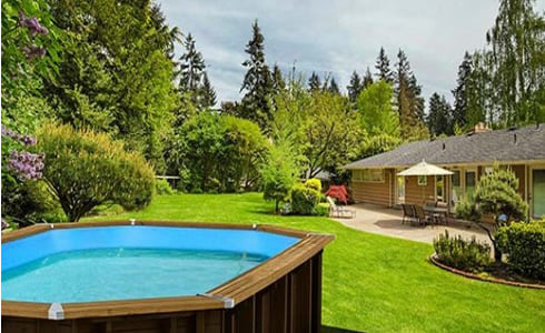 piscina in legno fuori terra rettangolare JARDIN BABY 210x210 cm: legno naturale in armonia col giardino.